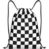 Kfjghhl Nero E Bianco Plaid Coulisse Zaino Borsa Sport Sackpack Bulk Cinch Gym Bag Donne Uomini Bambini Sport All'aperto, Nero , M, Vacanze