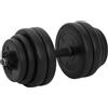 Générique Manubri ergonomici 2 x 15 kg (30 kg) con manici antiscivolo in plastica, barra in metallo resistente, piastre di peso ricoperte in plastica robusta e rispettosa del suolo