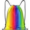 Kfjghhl Zaino a righe arcobaleno con coulisse borsa sportiva Bulk Cinch borsa da palestra donna uomo bambini sport all'aperto, Nero , M, Vacanze