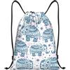 Kfjghhl Boho Elefante Coulisse Zaino Borsa Sport Sackpack Bulk Cinch Gym Bag Donne Uomini Bambini Sport All'aperto, Nero , S, Vacanze
