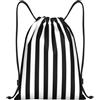 Kfjghhl Nero & Bianco Stripe Coulisse Zaino Borsa Sport Sackpack Bulk Cinch Gym Bag Donne Uomini Bambini Sport All'aperto, Nero , S, Vacanze