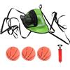 POPETPOP Set Canestro da Basket per Trampolino con Pompa e 3 Palloni, Design Versatile Oxford e Rete Pe, Facile da Montare per Giardino e Cortile