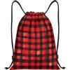 Kfjghhl Plaid Rosso E Nero Coulisse Zaino Borsa Sport Sackpack Bulk Cinch Gym Bag Donne Uomini Bambini Sport All'aperto, Nero , S, Vacanze