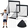 COSTWAY Set di 2 Porte da Calcio Pieghevoli per Bambini, 120 x 90 x 92 cm | Rete da Calcio Portatile con Pali Flessibili in Fibra di Vetro, 8 Picchetti e Borsa, per Giardino e Cortile