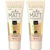 Eveline Cosmetics Fondotinta Satin Matte No. 103 Natural - 30 ML con Mucina di Lumaca & Complesso Moist & Vital per una Copertura Impeccabile e Minimizzazione dei Pori (Confezione da 2)
