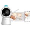 Beaba Béaba Zen Smart AI, baby monitor con telecamera aggiuntiva, visione a 360°, risoluzione Full QHD 4MP, intelligenza artificiale, rilevamento del movimento, visione notturna, app mobile, funzione walkie-talkie, attivazione vocale (VOX), luce notturna