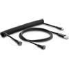 Delock Cavo a spirale magnetico USB, tipo A/Pogo/Type-C, 4 pin, 1,5 metri, nero