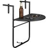 Relaxdays Tavolino Pieghevole per Balcone, Salvaspazio, Tavolo da Appendere Ringhiera, PxL: 60x40 cm, Simil Rattan, Nero