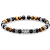 THOMAS SABO Bracciale unisex con elementi occhio di tigre, argento sterling 925, annerito, A2087-507-7, 17 cm, Argento sterling, Nessuna pietra preziosa