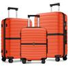 KONO Set di Valigie Bagaglio a Mano, Media e Grande ABS+PC (Arancione)