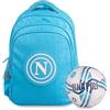 Colourbook Zaino Scuola Napoli Rotondo 4 Tasche Dimensioni 32x40x24 20L con Pallone Omaggio + Portachiavi in Regalo