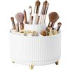 PIQIUQIU Organizzatore per trucco cosmetico, girevole a 360°, portapennelli da trucco, multifunzione, 14 x 13,5 cm, bianco