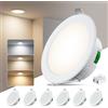 Ylatoial Faretti LED da Incasso 3000K 4000K 6500K dimmerabili 3,8 W Faretti LED Soffitto per Cartongesso Foro 55-70 mm IP44 ultrapiatti per bagno, cucina e soggiorno set da 6