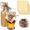 KADAX centrino decorativi per barattoli di marmellata, centrini con cordoncino di iuta, carta (motivo a quadri gialli, 50 pezzi)