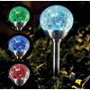 garden mile Set di 4 luci a LED a energia solare, in acciaio inox, cambia colore, per esterni, giardino, vialetto, aiuole