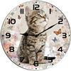 Horienteeon Orologio da parete a forma di gatto con gattino e farfalla, in legno, accurato, decorativo, silenzioso, senza ticchettio, per bagno, camera da letto, soggiorno, cucina, da appendere alla