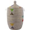 YAADU Cesto portabiancheria 100L con coperchio in erba di savana e manici | Grande portabiancheria, intrecciato a mano, boho, contenitore versatile, rotondo, XXL, riduce gli odori, modello Nubia