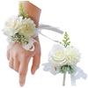 OUKEYI Set di 2 bouquet da polso a forma di rosa, fiore all'occhiello, per matrimonio, da uomo, per matrimonio, bouquet con rose bianche, per donne, sposa, damigella d'onore, corsetto da polso, per
