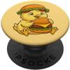 Chick Cartoon Burger Food Themes Carino eccentrico cartone animato pulcino con Cheeseburger Design PopSockets PopGrip Adesivo