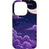 Moon Cosmic Mystical Nature Witchy Aesth Custodia per iPhone 14 Pro Mezza Luna Viola Scuro Natura Mistica Natura Celeste