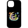 Astronaut Alien & the Outer Space Tees a Custodia per iPhone 14 Astronaut Reading Book to Alien Moon Space Astronomy Galaxy