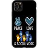 Social Work Strong Custodia per iPhone 11 Pro Max Stampa leopardata a forma di cuore con simbolo della pace