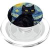 cat lover art outfits Van Gogh, gatto della notte stellata per amanti dei gatti, mamma e papà dei gatti PopSockets PopGrip per MagSafe