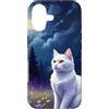 Purple Aesthetic Gifts Custodia per iPhone 17 Bianco Gatto Lavanda Campo Moonlight Viola Celeste