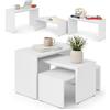 BAKAJI set 3 Tavolini Divano Tavolino caffè da Salotto Rettangolare Tavolo 3 Ripiani a Incastro Design Moderno Struttura in Legno MDF Bicolore 3 Altezze Dimensioni 65 x 30 x 39 cm (Bianco)