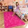 iEvery Tappeto per camera da letto delle ragazze, 80 x 150 cm, soffice tappeto a pelo lungo, antiscivolo, morbido, moderno, per soggiorno, sala giochi, camera dei bambini, colore: rosa acceso