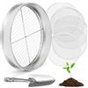 Zoelele Setaccio Terreno per Giardinaggio, Setaccio Terreno in Acciaio Inox da 12 Pollici con 5 Schermi Fine Sostituibili, Guanti e Pala, Setaccio Sabbia, 3mm, 5mm, 8mm, 10mm, 12mm (Argento)