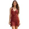 Wildarms Mini abito da donna con paillettes e frange, spalline sottili, abito da ballo latino, abito con nappe, costume da discoteca anni '20, Rosso/escursione, tinta unita (Getaway Solids), S