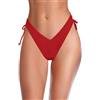 SHEKINI Costume da bagno da donna a taglio alto brasiliano tanga slip bikini costume da bagno estivo a taglio alto perizoma slip da bagno, Colore: rosso, S