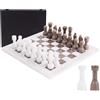 MARBLE RANGE Set di scacchi in marmo 15, bianco e nero, fatto a mano con 34 pezzi e scatola. Gioco da viaggio di lusso per adulti, regalo elegante e decorazione raffinata (White & Oceanic)