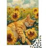 UVTMWVTCUSIQ Gatto Arancione Campo di Girasoli Puzzle 1000 Pezzi Carta Puzzle per Adulti Relax Famiglia Decorazione Regalo Festa 38x26cm/1000pcs