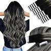 YoungSee Extension Capelli Veri Biadesivo 30cm Nero Balayage Extension Biadesive Capelli Veri Lisci Remy Extensions Adesive 20pcs Extensions Adesive Umani Neri Ombre Argento 30g #1B/S/1B