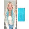 FESHFEN Extension Capelli Azzurro Clip con Argento Glitter Sintetici Donna | Estensioni Capelli con Tinsel Colorate 50 cm 1pz 4 Clips, Resistente al Calore, Facili da Applicare, DIY per Festa Carnevale