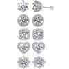 IBXWMNG 5 Paia Orecchini Zirconi Set Classico 6 Griffe Tondo Quadrato Cuore Fiore Orecchini Uomo Donna Unisex Bijoux Regalo