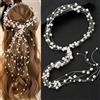 FM2018XSL Gioielli per Capelli con Perline da Donna, Tiara Nuziale Artigianale con Filatura di Perline, Elegante e Soffusa per Acconciature da Sposa (Argento)