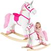 LEAN TOYS Schaukelpferd Einhorn Weiß Mit Suono Maul Mobile Plüsch Rocker Bambini 74cm