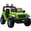 LEAN TOYS Jeep Rubicon Auto Elettrica Bambini 4x4 SUV EVA Pelle LED RC MP3 Radio Verde