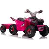 LEAN TOYS Kinder Quad Elettroauto 6V Con Rimorchio ATV Bluetooth Rosa Mini Quad