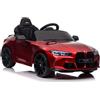 LEAN TOYS BMW M4 Bambini Auto Elettrica Rosso Verniciato Eva Ruote Similpelle LED RC MP3