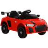 LEAN TOYS Auto Elettrica per Bambini 2x45W RC Eva Ruote LED Musica USB MP3 Rosso