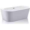 Vente-unique - Vasca da bagno semi-freestanding 1 posto Divina - acrilico - bianco