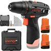 Dnipro-M Trapano avvitatore 12 V, 30 Nm, 2 velocità, 1300 giri/min. Con 2 batterie da 2 Ah, caricabatterie, punte a vite, set di punte per metallo e valigetta. CD-12CX Compact