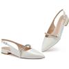 Zhabtuc Slingbacks Donna Sandali eleganti alla moda classica a punta Womens Flat Pointed Toe Slingback Shoes Punta Appuntito Cinturino Regolabile Sandali