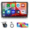 Hodozzy 8-Core 6G+128G Autoradio Android Per VW Passat B6 Golf 5/6 Touran T5 Tiguan Polo Jetta Seat Skoda con GPS Bluetooth, Hodozzy 9 Pollici Touch Screen con Wireless Carplay Android Auto, WiFi DSP FM RDS