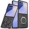 Ebzzliy Magnetica Cover per Samsung Galaxy Z Flip 8, Nero Antiurto Case | Magnete Lntegrato con Supporto ad Anello Girevole a 360°, Retro Rigido in PC e Lati Morbidi in TPU Custodia, AntiGraffio