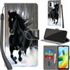 PHINIENLAND Cover per Xiaomi Redmi A1 / A2 custodia portafoglio Cavallo nero | 3 scomparti carte, 1 tasca banconote, Chiusura magnetica, Supporto, Pelle PU flip cover per Xiaomi Poco C50